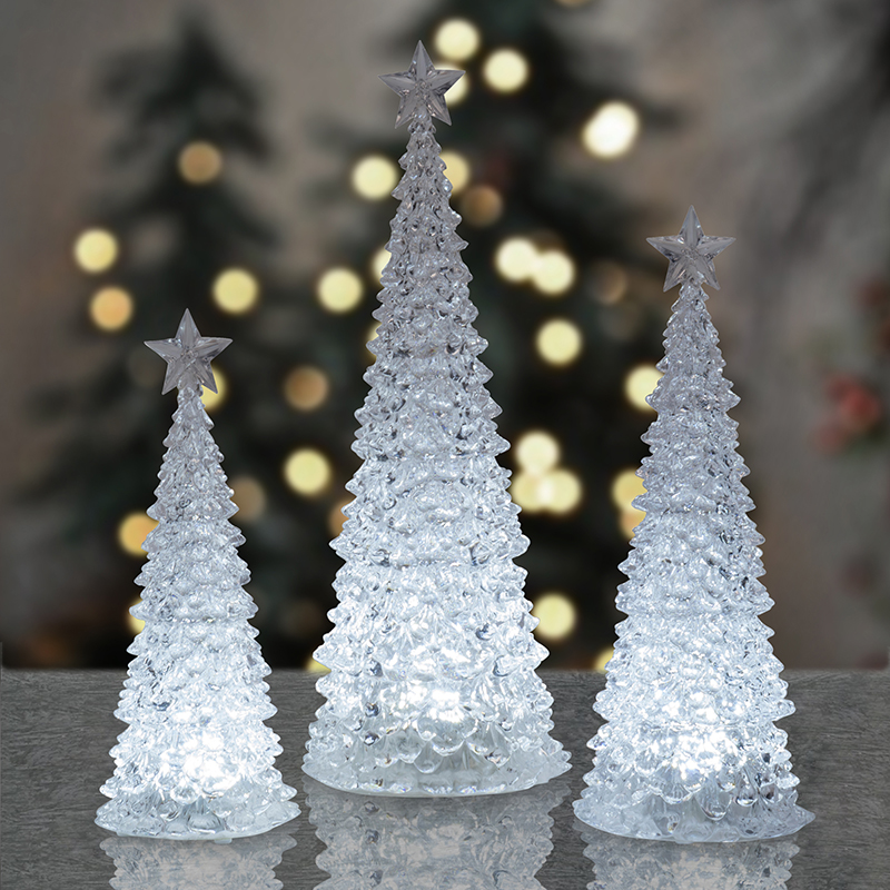 Polyresin Christmas Tree Figurine - Tabletop Holiday Decor
